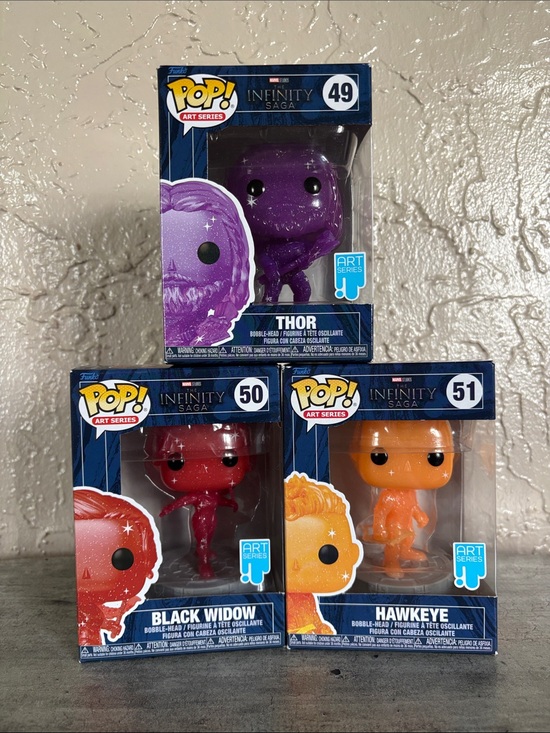 Funko Other - Funko Art Series Marvel Thor, Black Widow & Hawkeye - Purple, Red, Orange Trio
